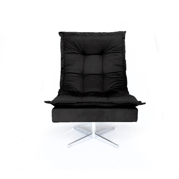 Poltrona Decorativa Nilla Chaise Base Giratória Suede Preto W