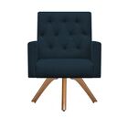 Poltrona Decorativa Nina Capitonê Base Giratória Suede Azul R