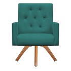 Poltrona Decorativa Nina Capitonê Base Giratória Suede Azul T