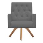 Poltrona Decorativa Nina Capitonê Base Giratória Suede Cinza