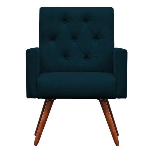 Poltrona Decorativa Nina Capitonê Suede Azul Royal - Dominic
