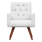Poltrona Decorativa Nina Capitonê Suede Branco - Dominic Decor