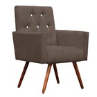 Poltrona Decorativa Nina Capitonê Suede Cappuccino Com Strass