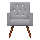 Poltrona Decorativa Nina Capitonê Suede Cinza Com Strass - Do