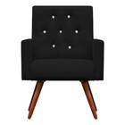 Poltrona Decorativa Nina Capitonê Suede Preto Com Strass - Do