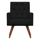 Poltrona Decorativa Nina Capitonê Suede Preto - Dominic Decor