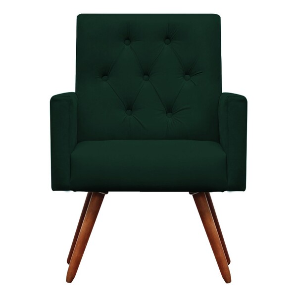 Poltrona Decorativa Nina Capitonê Suede Verde - Dominic Decor