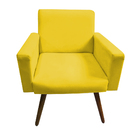 Poltrona Decorativa Nina Com Pés Palito Suede Amarelo