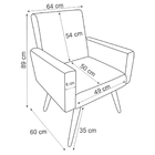 Poltrona Decorativa Nina Com Pés Palito Suede Cinza