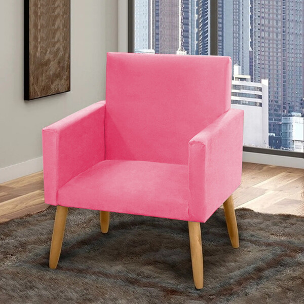 Poltrona Decorativa Nina Com Pés Palito Tecido Suede Inove De