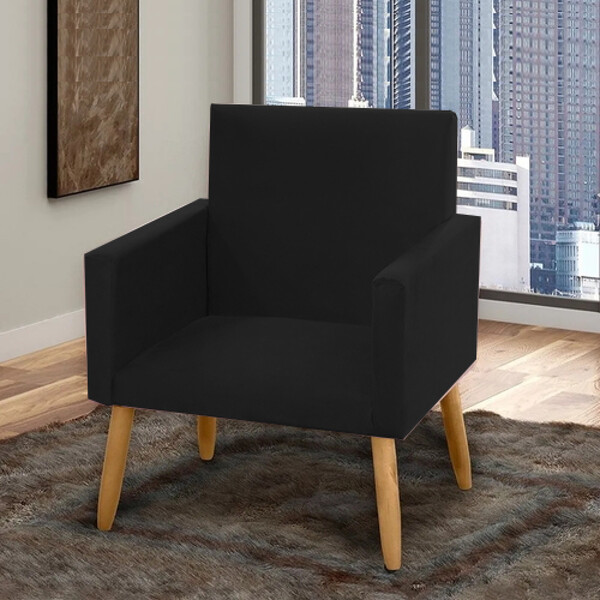 Poltrona Decorativa Nina Com Pés Palito Tecido Suede Inove De