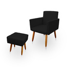 Poltrona Decorativa Nina Com Puff New Para Sala E Quarto Sued