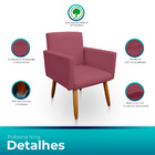 Poltrona Decorativa Nina Com Puff New Para Sala E Quarto Sued