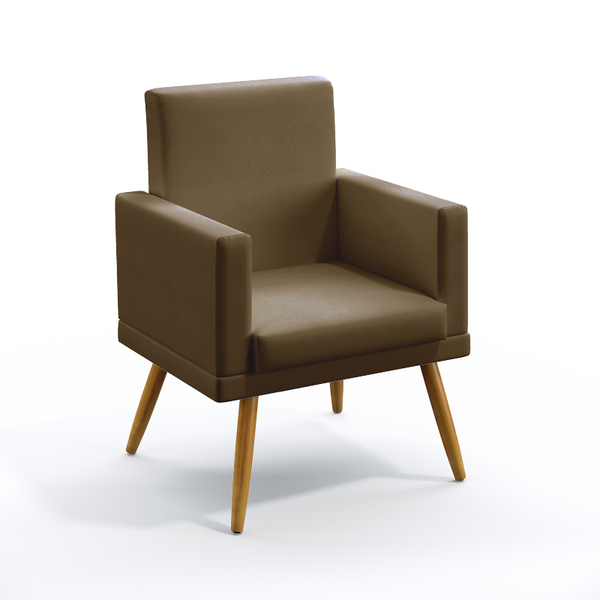 Poltrona Decorativa Nina Com Roda Pé Para Sala De Estar Sued