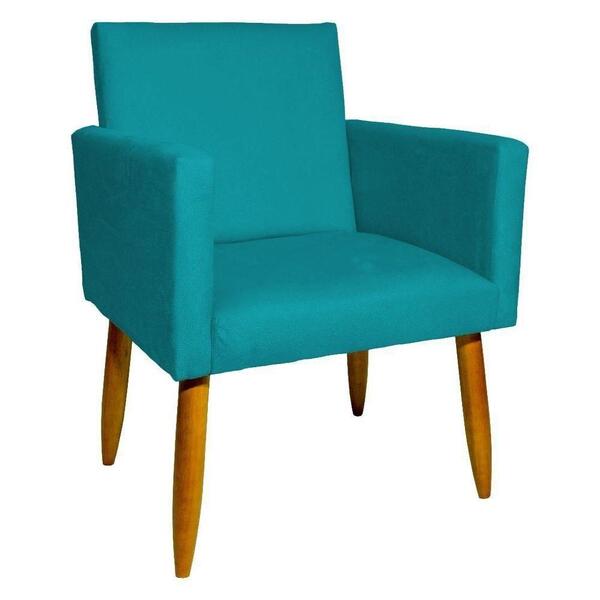 Poltrona Decorativa Nina Escritório Suede Azul Tiffany