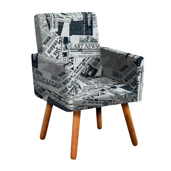 Poltrona Decorativa Nina Estampado Jornal D19 – D'rossi