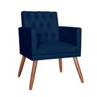 Poltrona Decorativa Nina Luxo Com Capitonê Suede Azul
