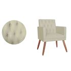 Poltrona Decorativa Nina Luxo Com Capitonê Suede Bege