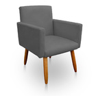 Poltrona Decorativa Nina Para Sala E Quarto Suede Cinza - Jyl