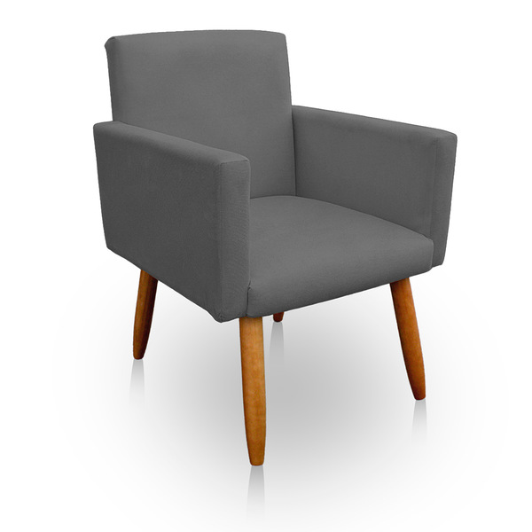 Poltrona Decorativa Nina Para Sala E Quarto Suede Cinza - Jyl