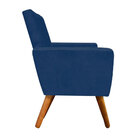 Poltrona Decorativa Nina Pés Madeira Suede Azul Marinho