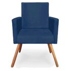 Poltrona Decorativa Nina Pés Madeira Suede Azul Marinho