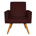Poltrona Decorativa Nina Pés Madeira Suede Marsala