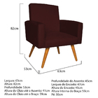 Poltrona Decorativa Nina Pés Madeira Suede Marsala