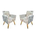 Poltrona Decorativa Nina Pés Palitos Kit Com 2 Jornal - Fdecor