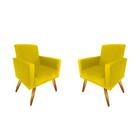 Poltrona Decorativa Nina Pés Palitos Kit Com 2 Suede Amarelo