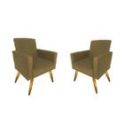 Poltrona Decorativa Nina Pés Palitos Kit Com 2 Suede Cappucin
