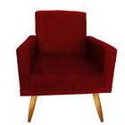 Poltrona Decorativa Nina Pés Palitos Suede Bordô - Fdecor