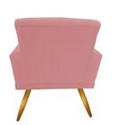 Poltrona Decorativa Nina Pés Palitos Suede Rosa - Fdecor