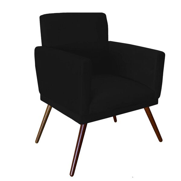 Poltrona Decorativa Nina Rodapé Suede Preto - Ds Móveis