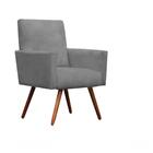 Poltrona Decorativa Nina Sala E Escritório Suede Cinza