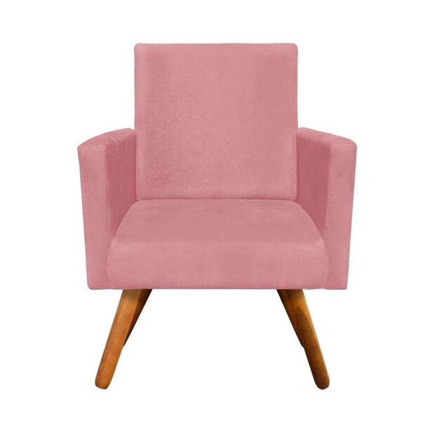 Poltrona Decorativa Nina Sala E Escritório Suede Rose