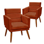 Poltrona Decorativa Nina Veludo De Madeira Speciale Home