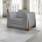 Poltrona Decorativa Nuvina Linho Cinza - Loja Sheep