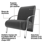 Poltrona Decorativa Olinda Para Sala Recepção Com Braços Alum