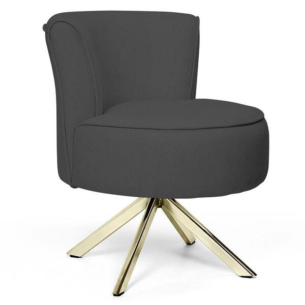 Poltrona Decorativa Olivia Base Eiffel Giratória D'ouro C-416