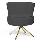 Poltrona Decorativa Olivia Base Eiffel Giratória D'ouro C-416