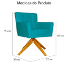 Poltrona Decorativa Onix Pés Giratório De Madeira Suede Azul