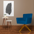 Poltrona Decorativa Onix Pés Giratório De Madeira Suede Azul