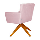 Poltrona Decorativa Onix Pés Giratório De Madeira Suede Rosa