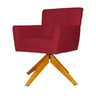 Poltrona Decorativa Onix Pés Giratório De Madeira Suede Verme