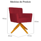 Poltrona Decorativa Onix Pés Giratório De Madeira Suede Verme