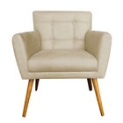 Poltrona Decorativa Onix Pés Madeira Suede Bege