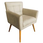 Poltrona Decorativa Onix Pés Madeira Suede Bege