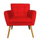 Poltrona Decorativa Onix Pés Madeira Suede Vermelho