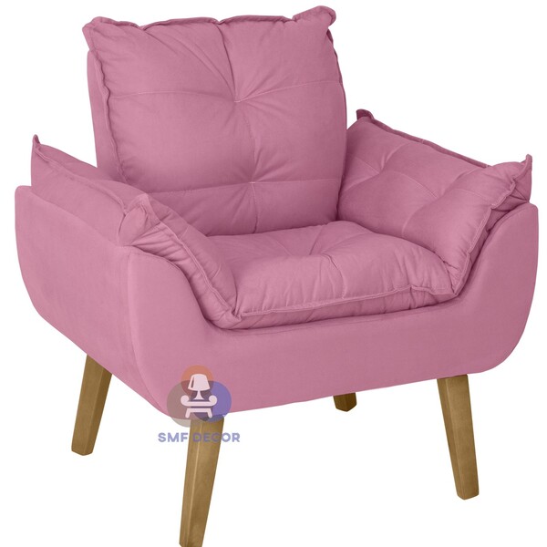 Poltrona Decorativa Opala   Rosê Smf Decor